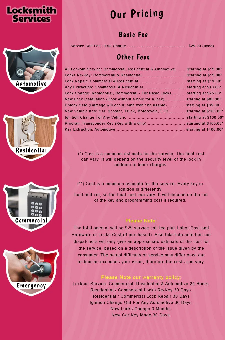 Cranford NJ Locksmith Store Cranford, NJ 908-517-3802 - price-list-c-18